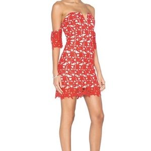 A11‎ J.O.A. Off The Shoulder Lace Mini Red Dress